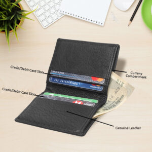 Genuine Leather RFID Blocked Slim Formal Black Color Leather Wallet UNISEX