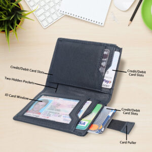 Genuine Leather Slim RFID Blocked Card Holder Formal Premium Quality Blue Leather Wallet For UNISEX
