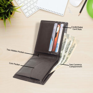 Genuine Leather RFID Blocked Casual Formal Brown Leather Wallet For Men & Boys